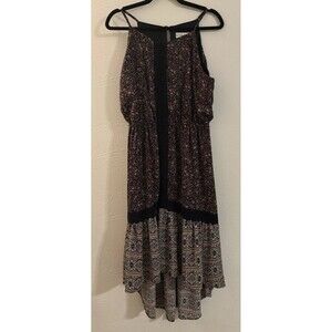 Knox Rose Womens XL Boho Paisley Floral Sleeveless High Low Dress Gothic Hippie